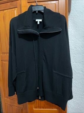 Escada Sport Black Zip-Front Knit sweater